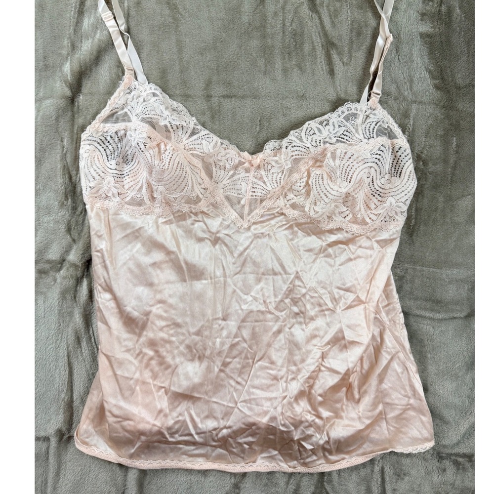 VTG Coquette  JCPenney Lace Trim Slip Top‎ Peach/Pink Lingerie 38/16 Romantic